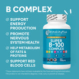LIQUIDPACKPRO B-Complex Vitamin Supplement 100 Capsules label close-up