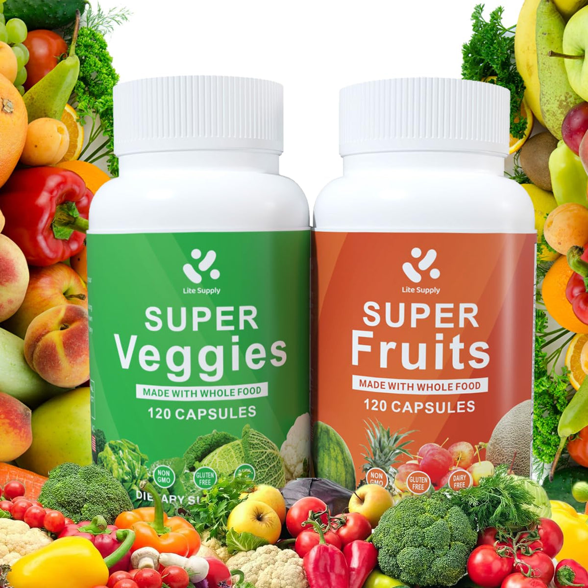 Lite Supply Fruits & Veggies Supplement front view of packaging