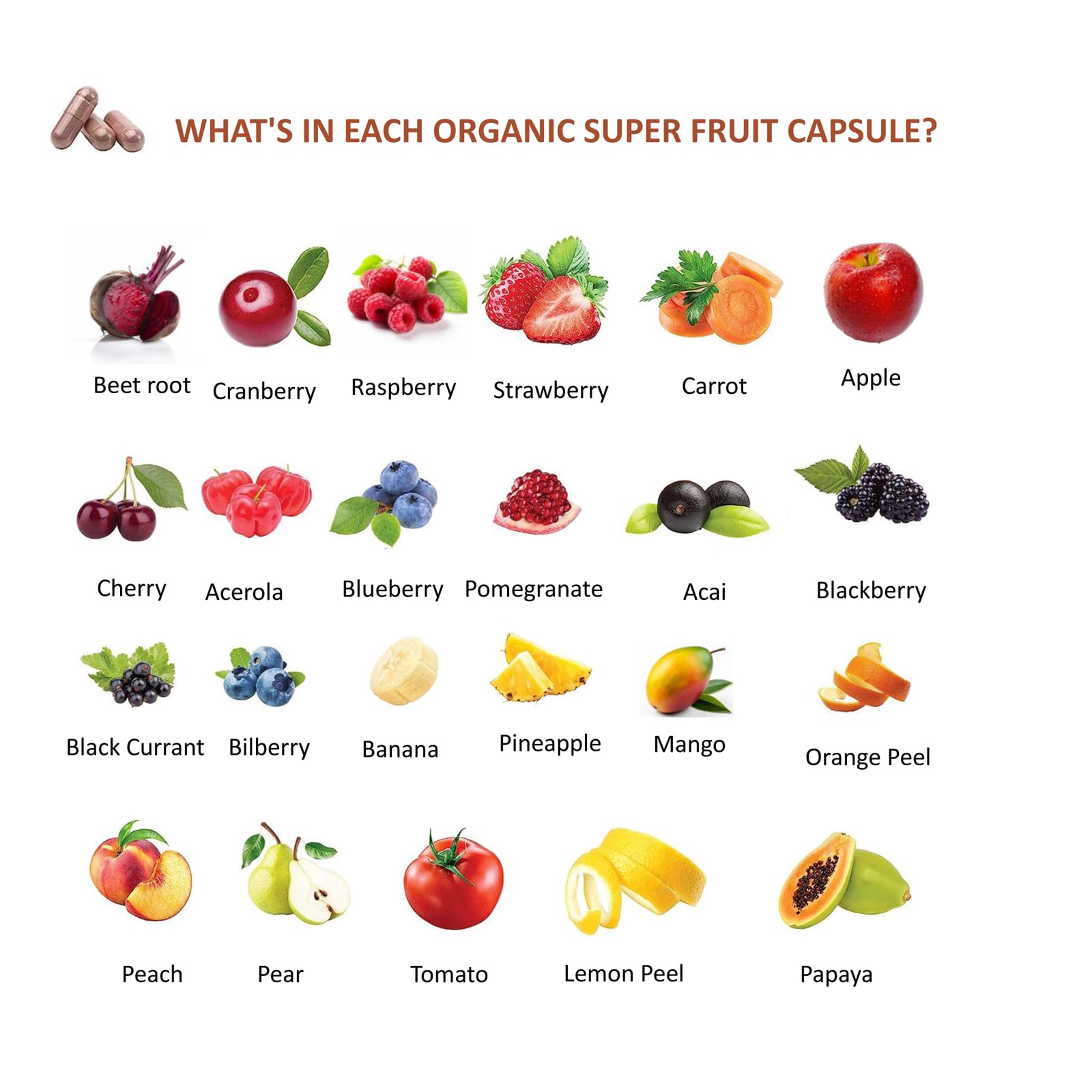 Lite Supply Fruits & Veggies Supplement ingredients list on packaging