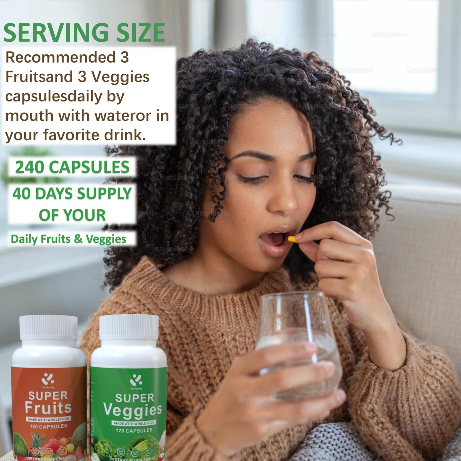 Lite Supply Fruits & Veggies Supplement with a measuring spoon