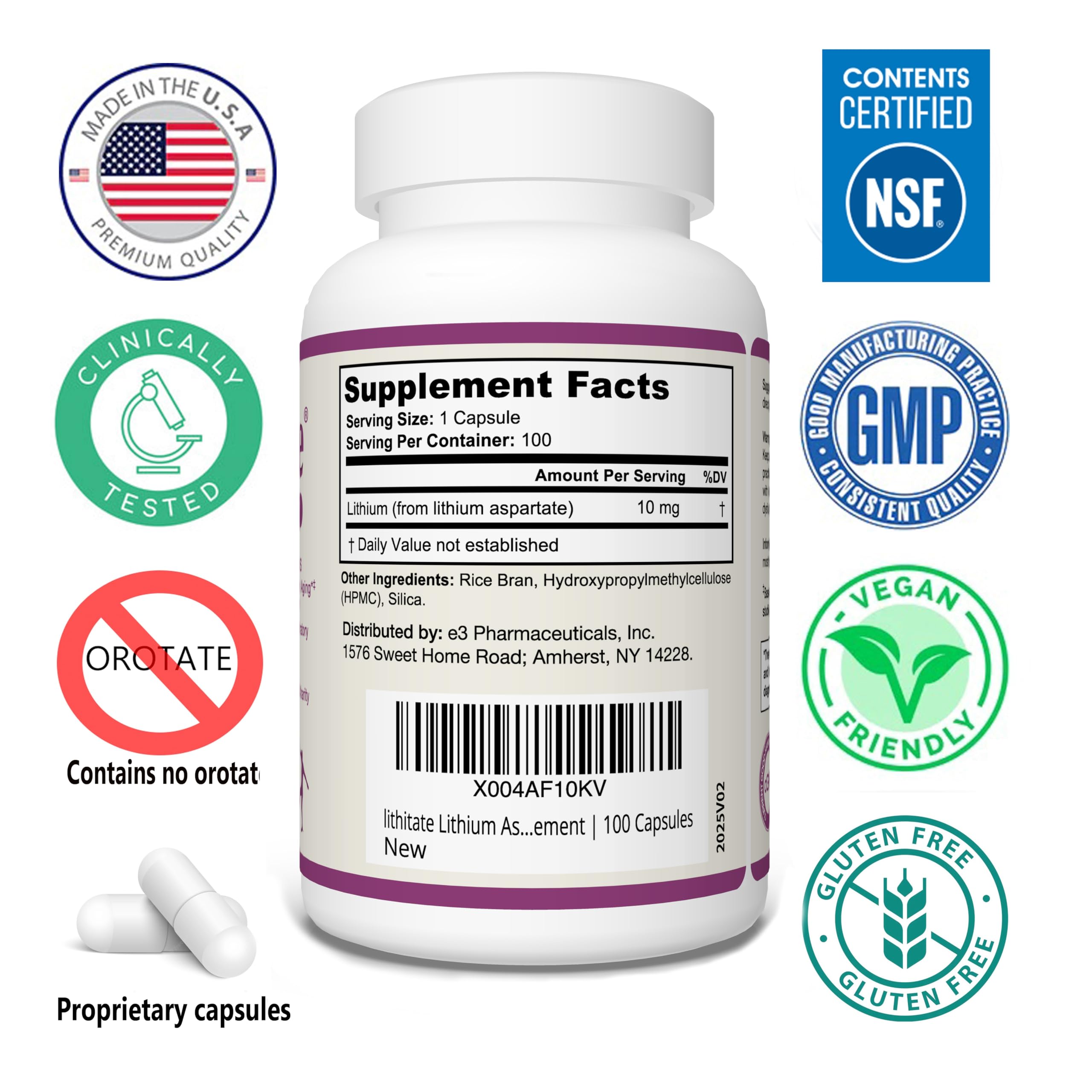 Lithitate supplement bottle side view showing label