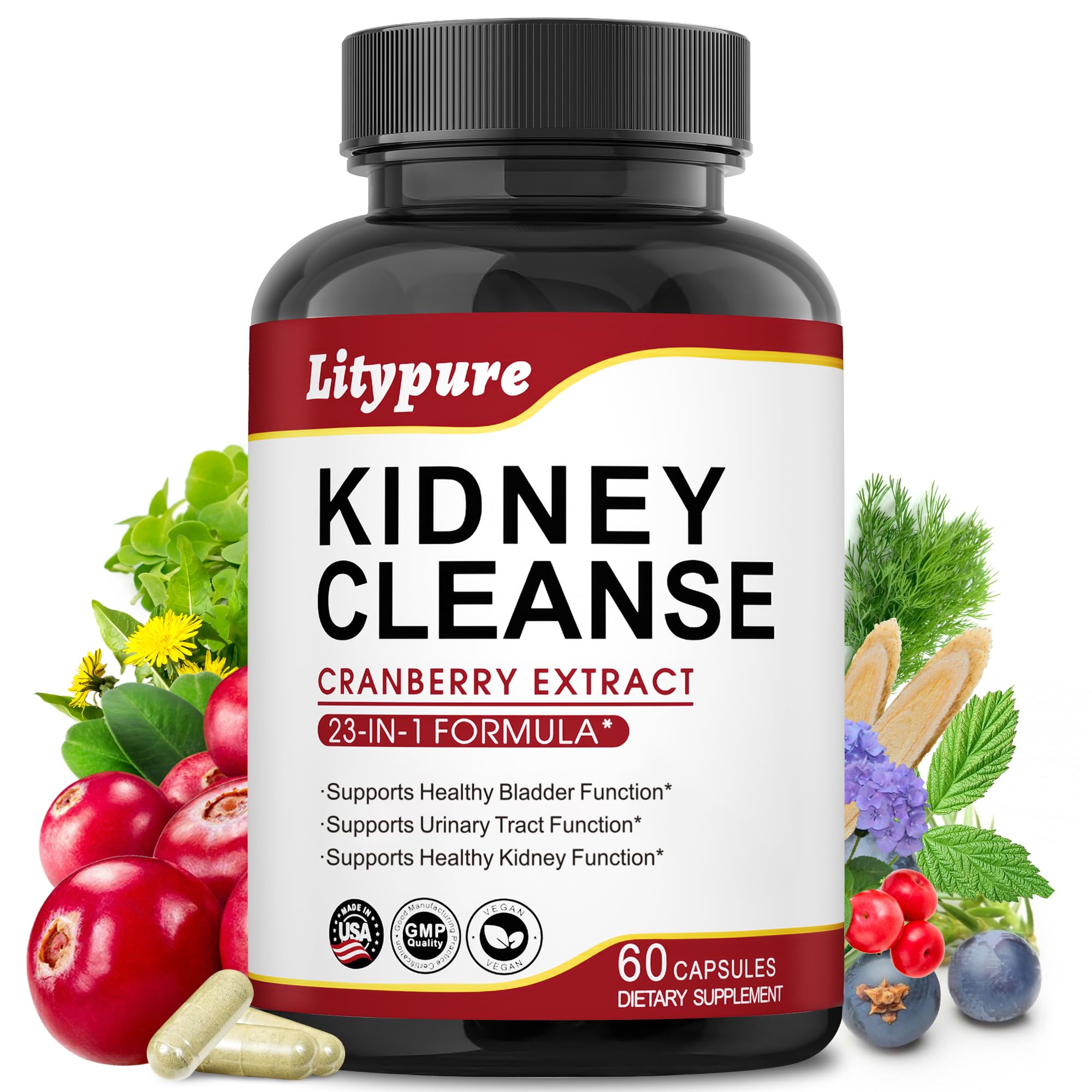 Litypure Cranberry Extract Capsules bottle front view