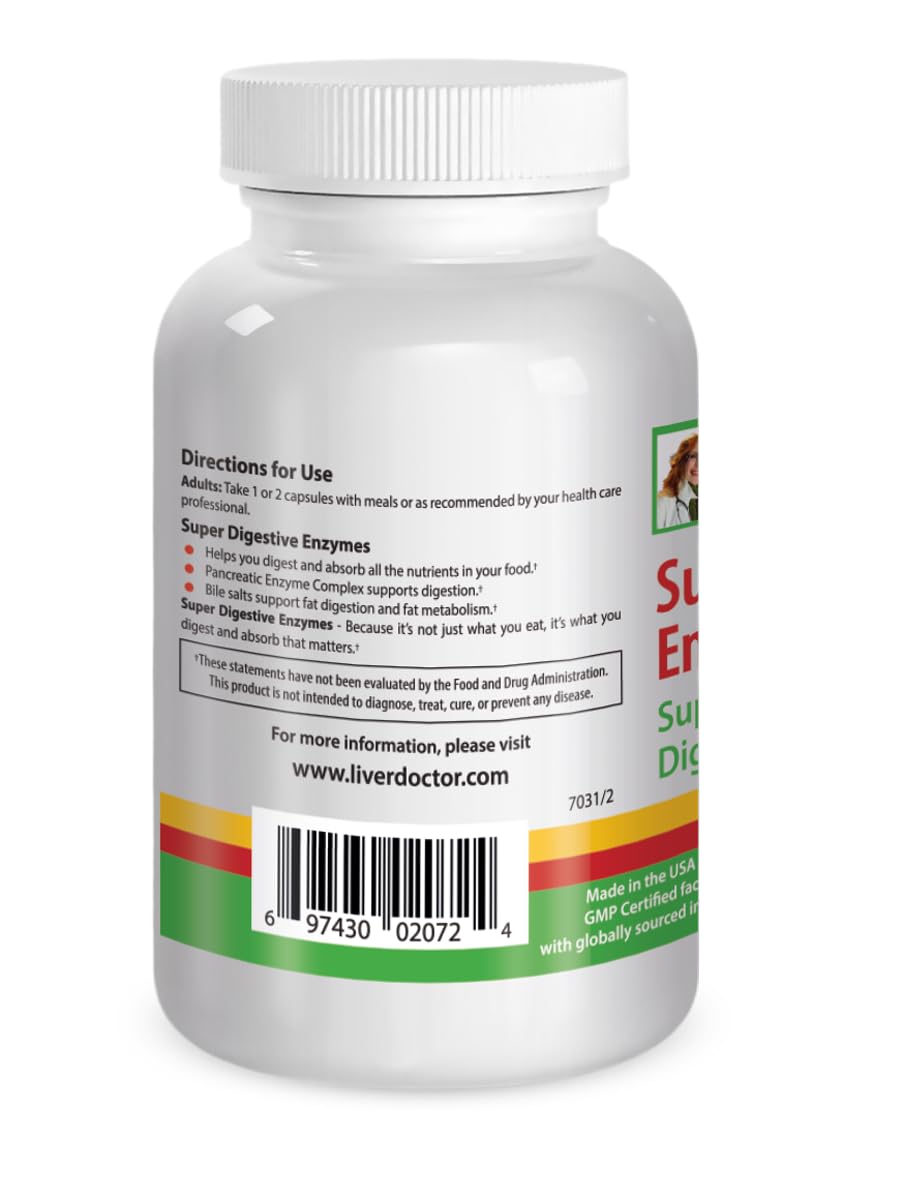 Livatone Super daily Enzyme Capsules back view with ingredient list
