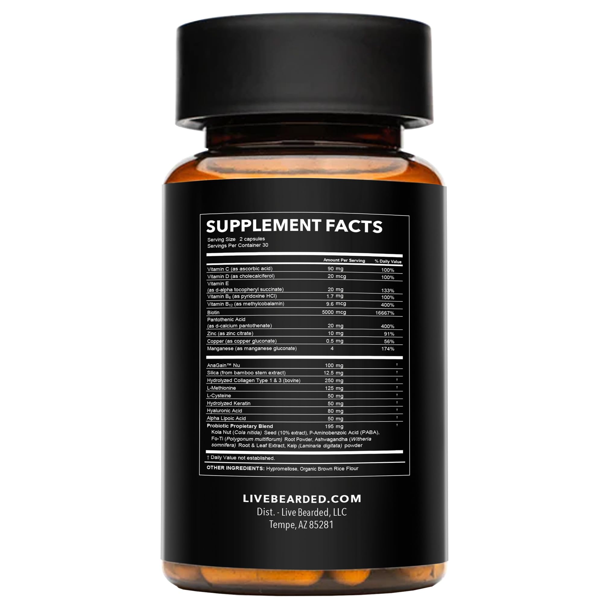 Live Bearded Beard support supplement capsules close-up