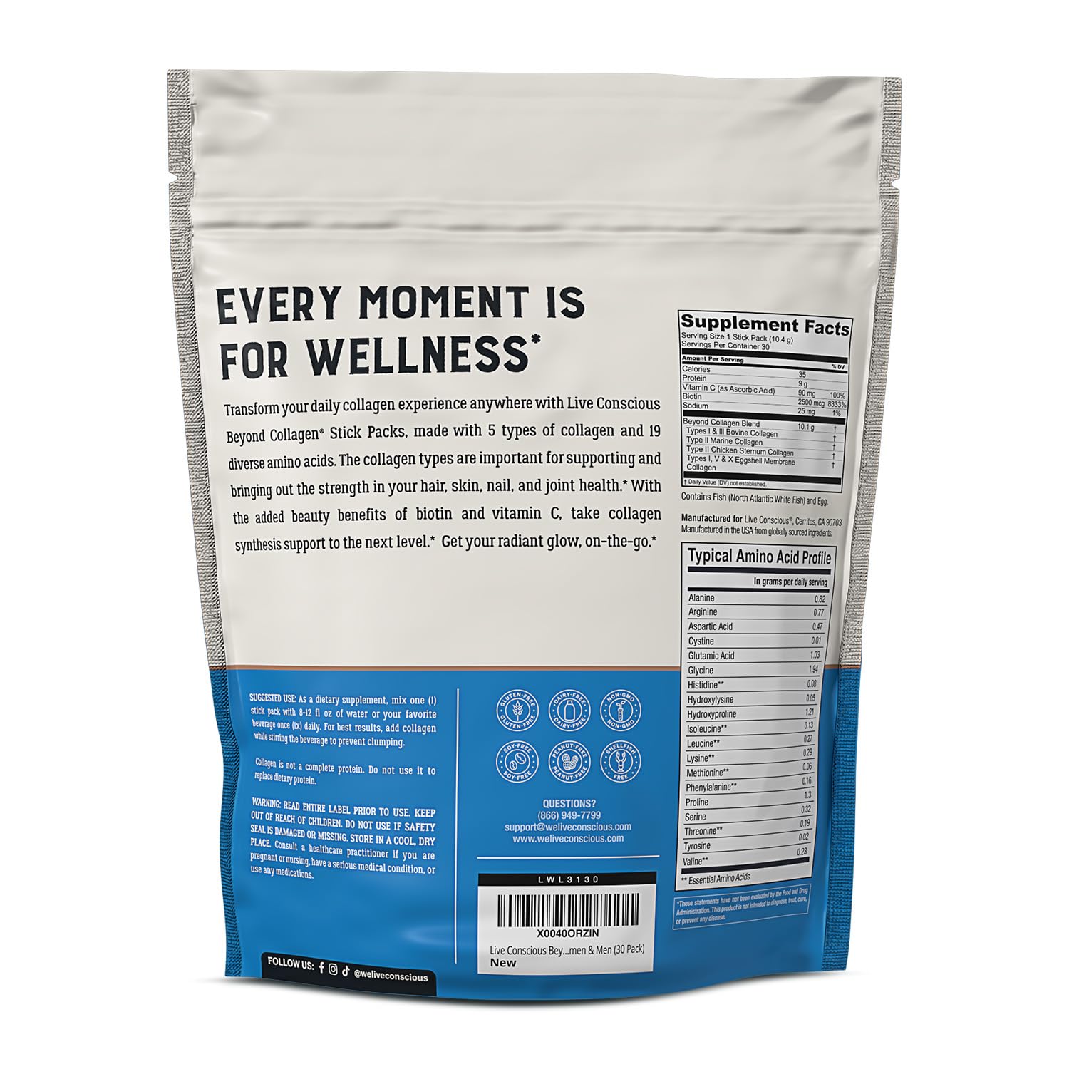 Live Conscious Beyond Collagen Stick Pack ingredients list