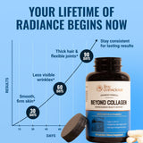 Live Conscious Beyond Collagen Supplement capsules on a wooden surface