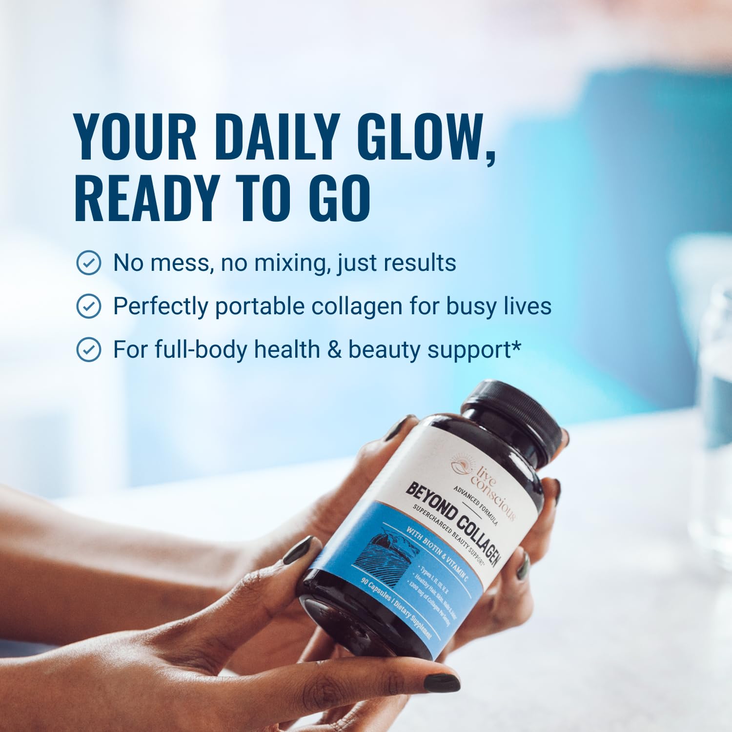 Live Conscious Beyond Collagen Supplement ingredients list on the packaging