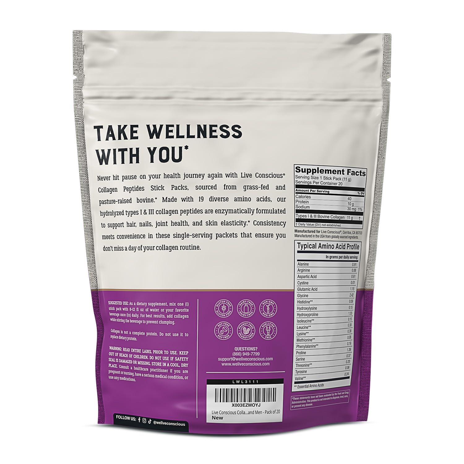 Live Conscious Collagen Peptides 265g ingredients list