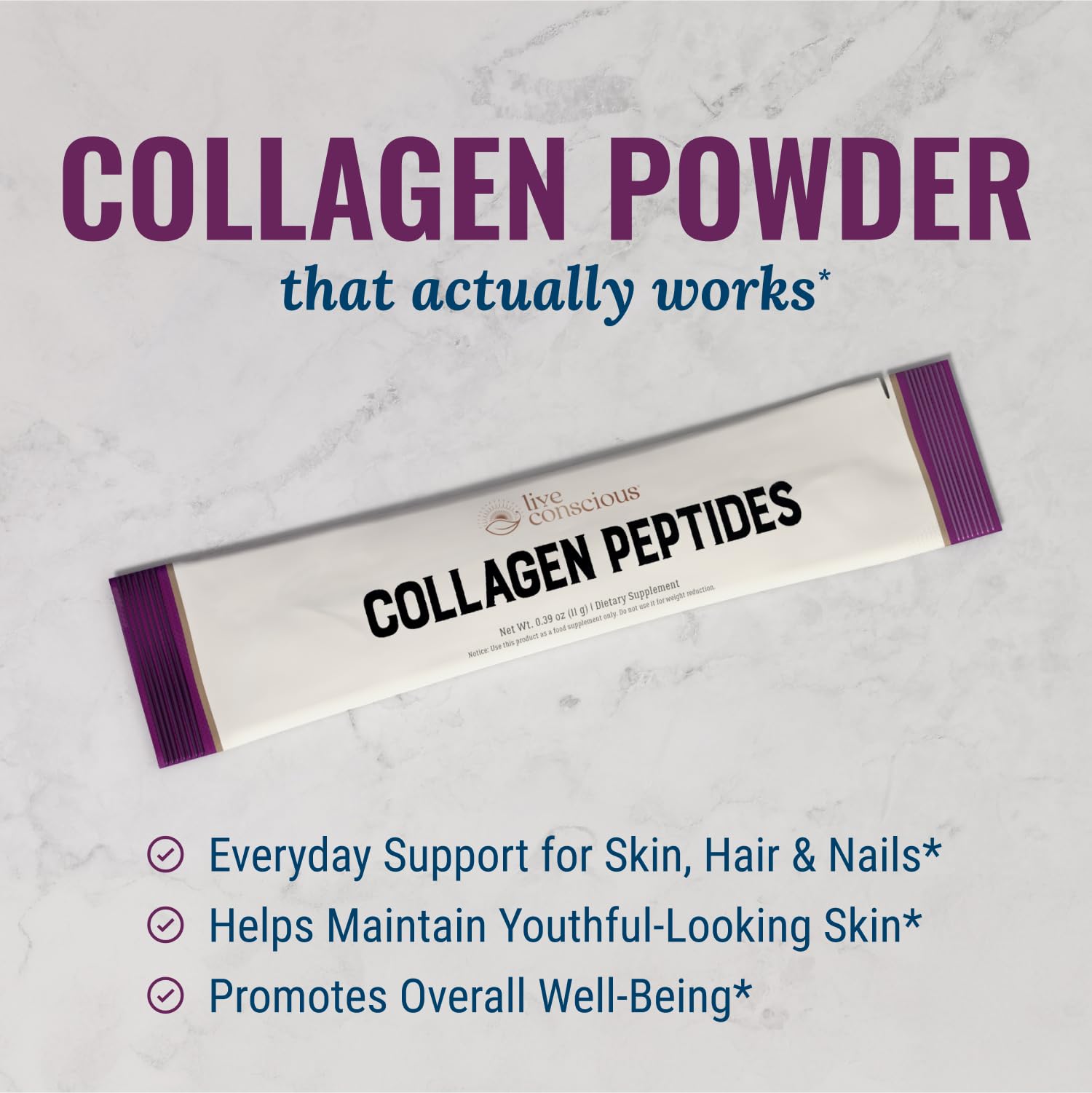 Live Conscious Collagen Peptides 265g scoop