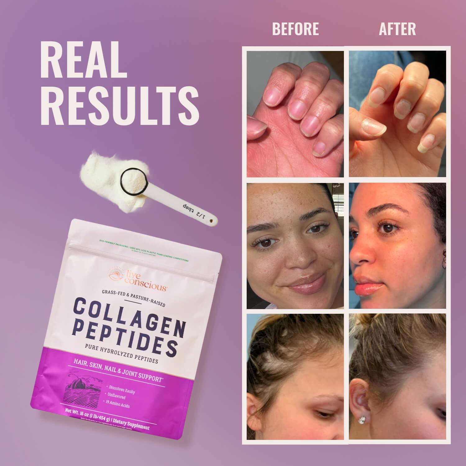 Live Conscious Collagen Peptides 454g packaging