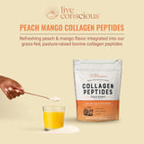 Live Conscious Collagen Peptides Chocolate 352g scoop and powder