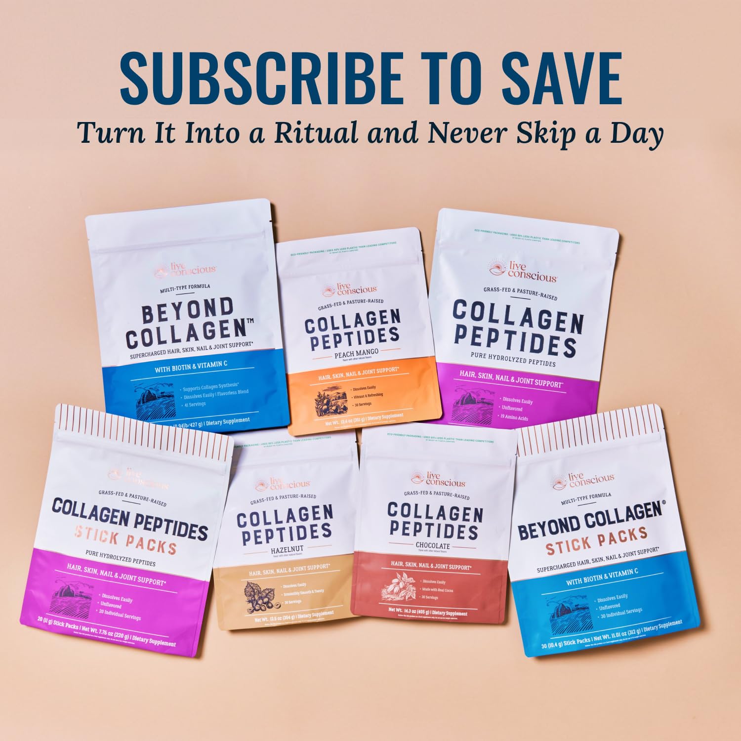 Live Conscious Collagen Peptides Chocolate nutritional information