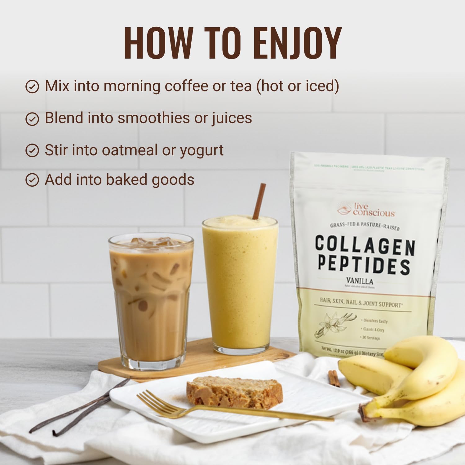 Live Conscious Collagen Peptides Vanilla nutritional information