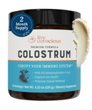 Live Conscious Colostrum Powder front view packaging