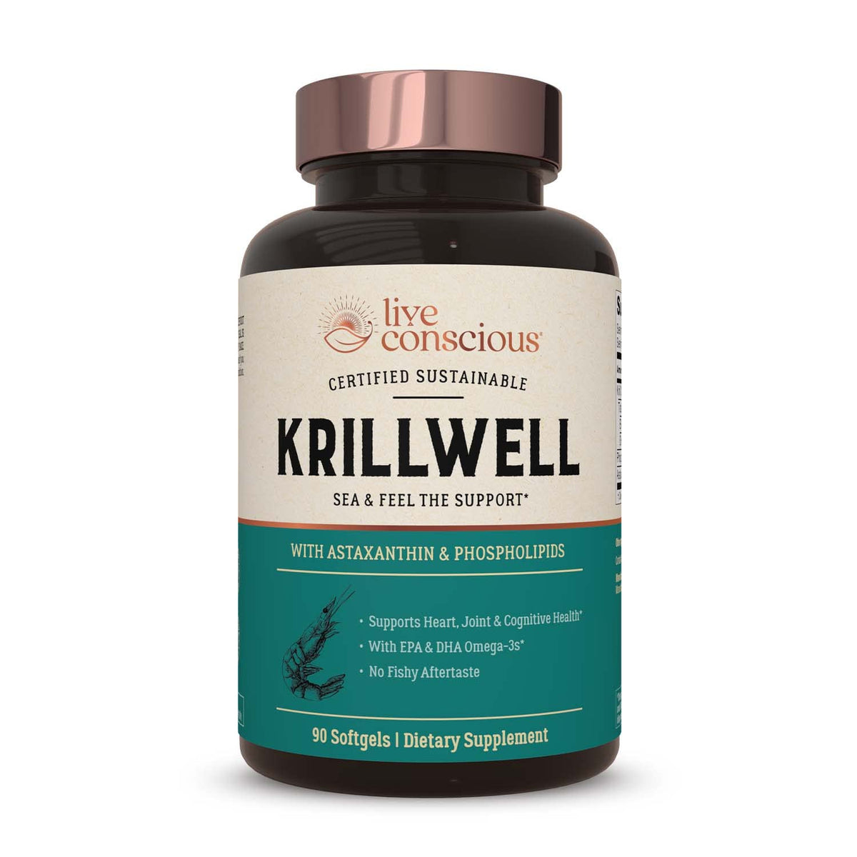 Live Conscious KrillWell Omega 3 Krill Oil 1500mg front view