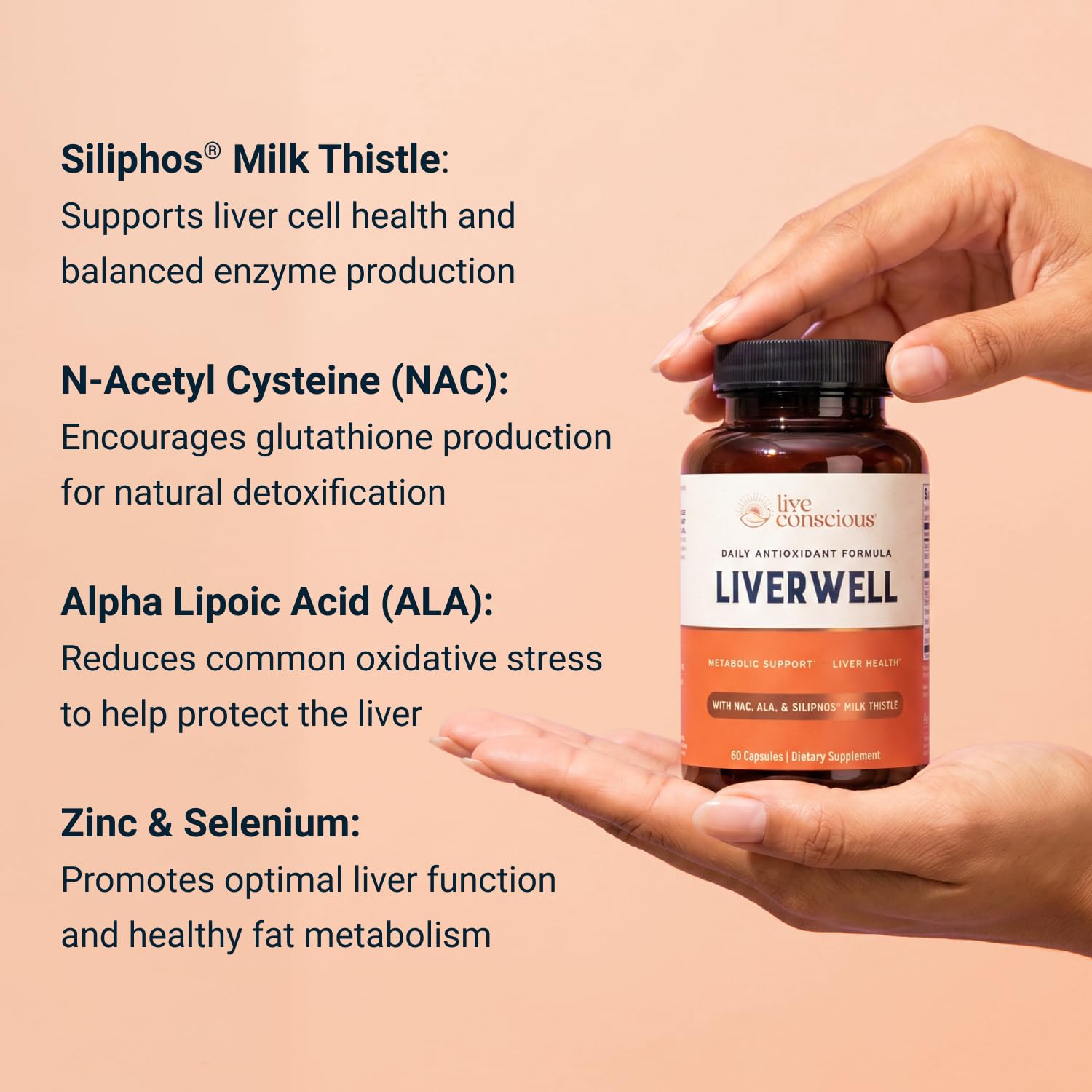 Live Conscious LiverWell Milk Thistle capsule close-up