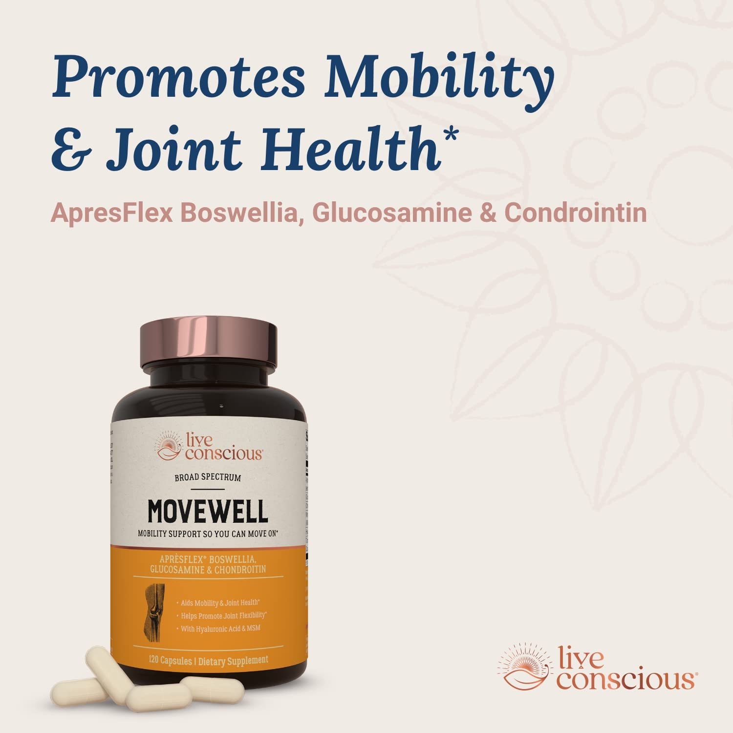 Live Conscious MoveWell Chondroitin Capsules with measuring spoon