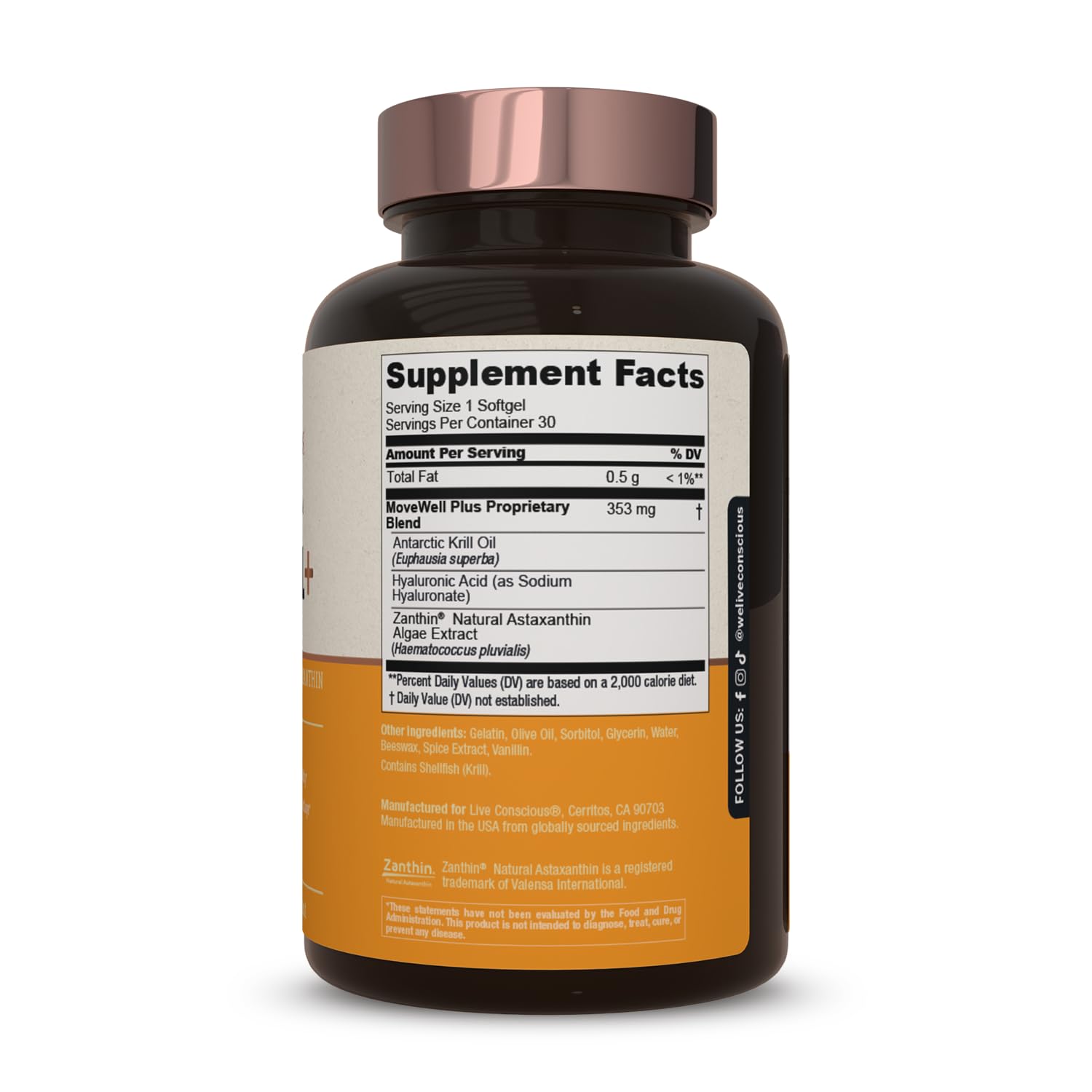 Live Conscious MoveWell Plus Krill Oil capsule close-up