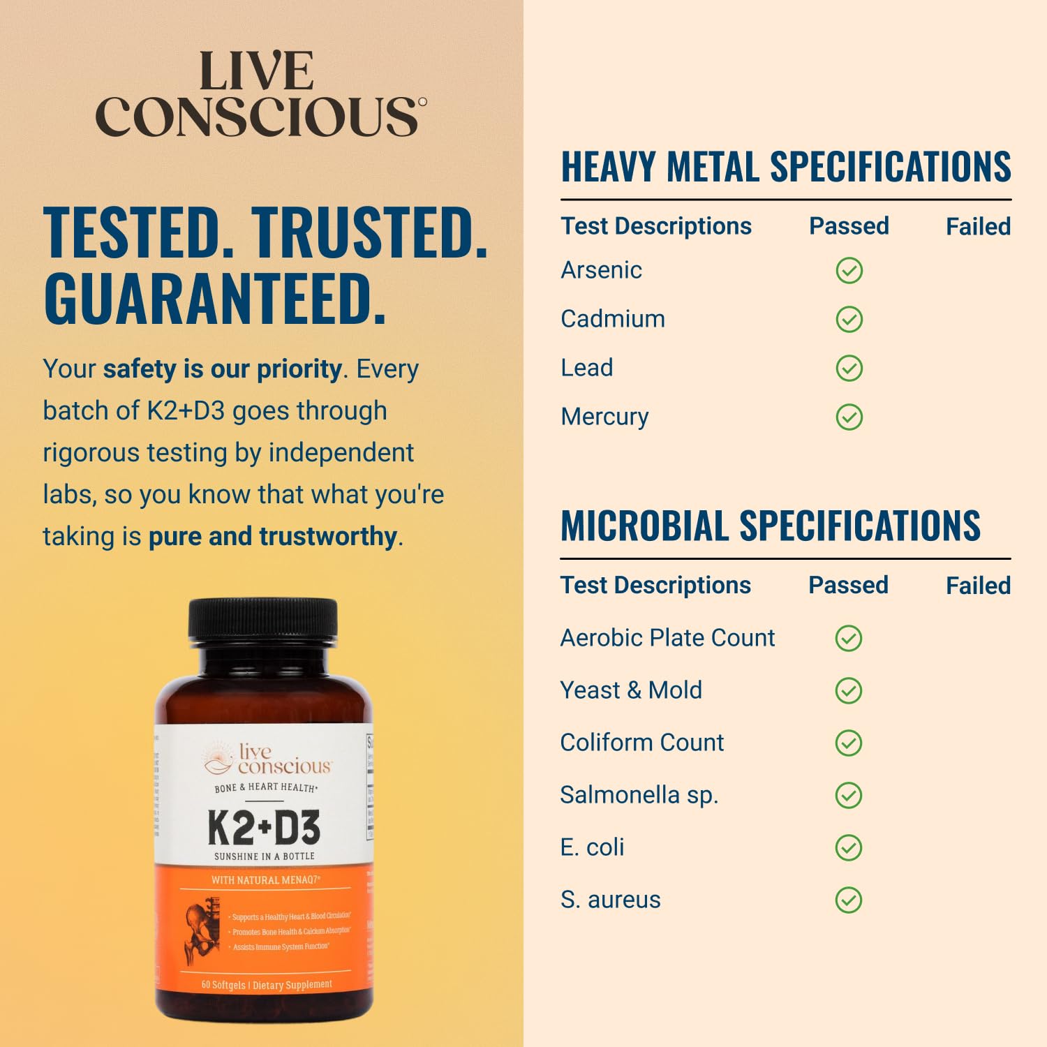 Live Conscious Vitamin D3 & K2 Capsules ingredients list