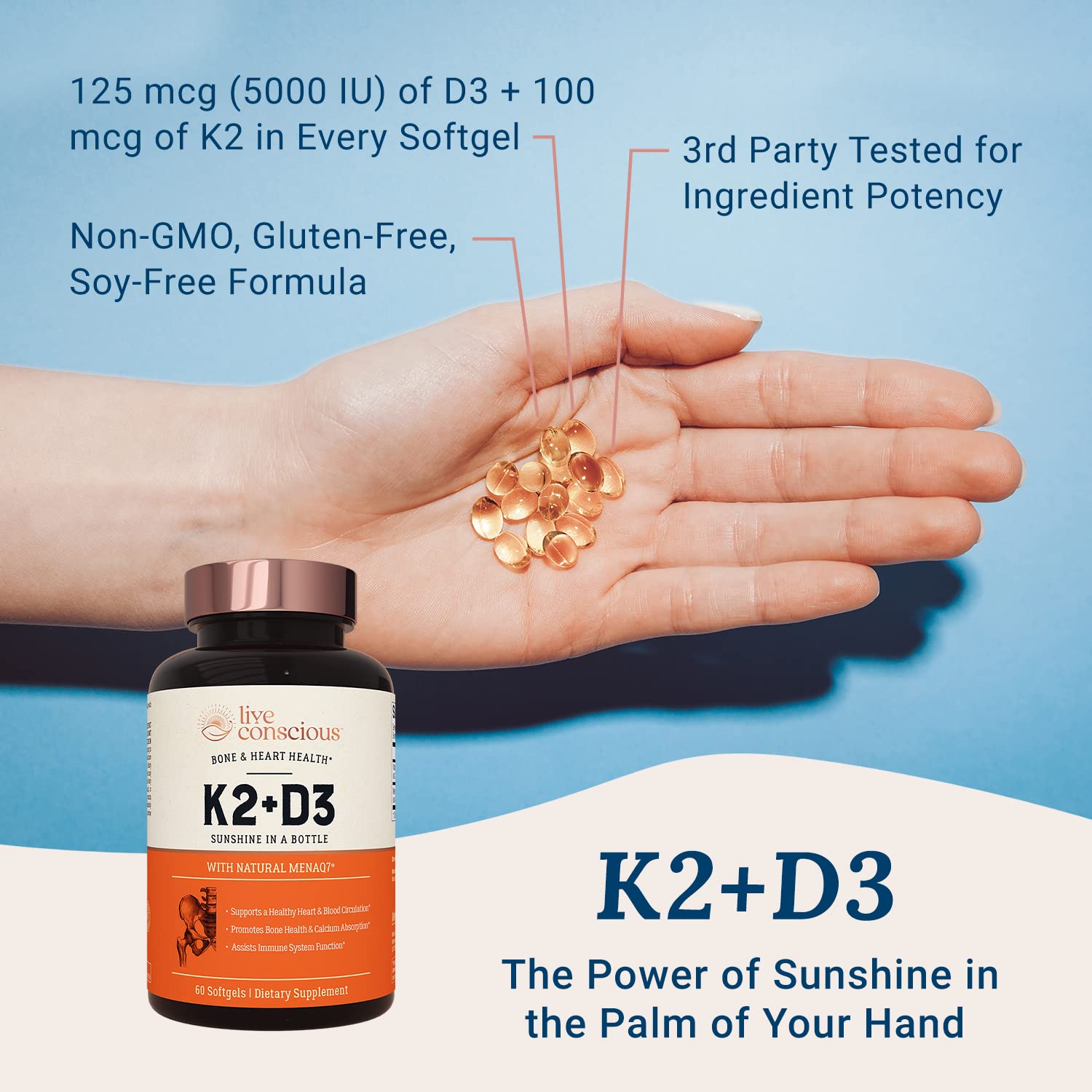 Live Conscious Vitamin D3 & K2 Combination capsule close-up