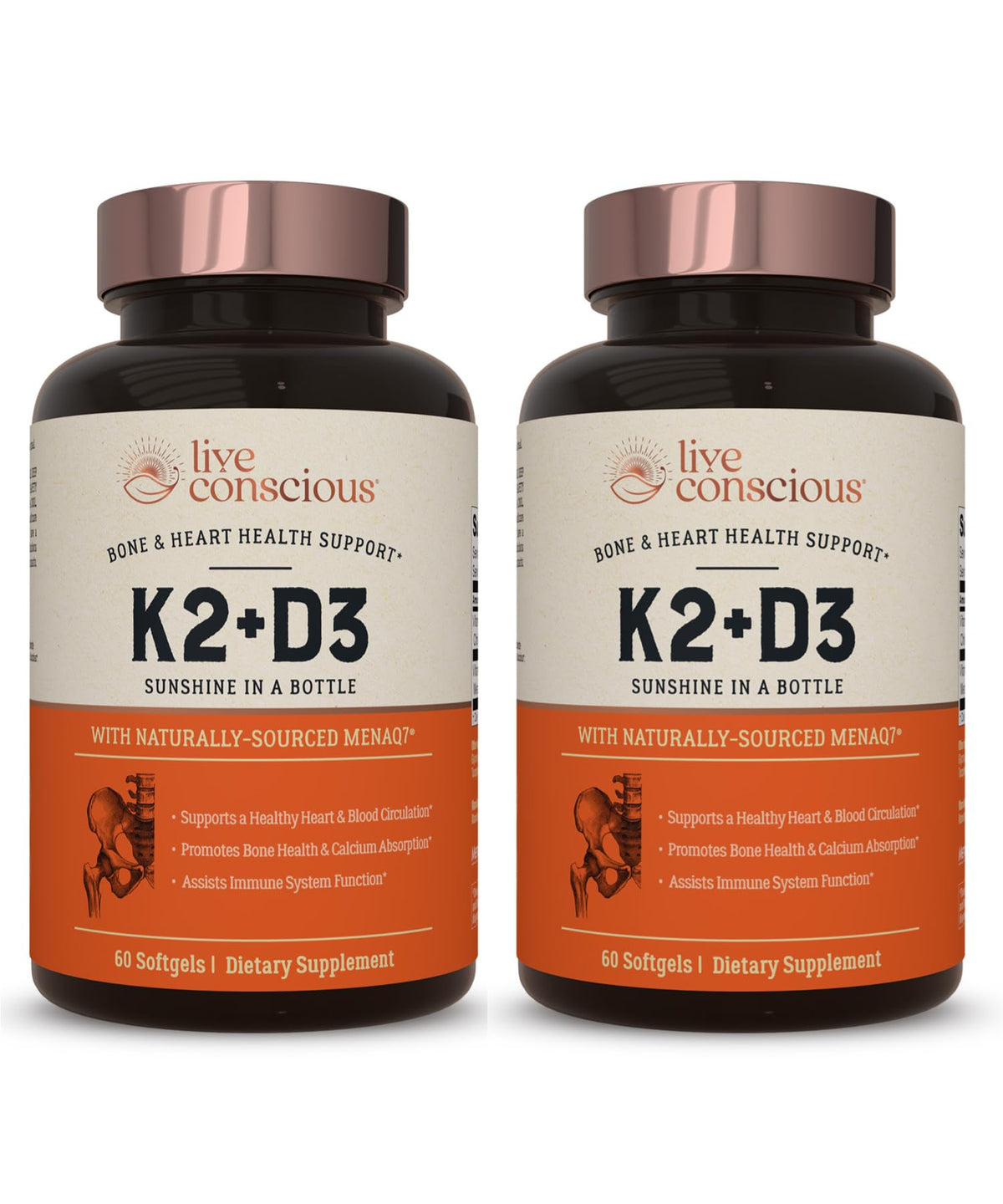 Live Conscious Vitamin D3 & K2 Combination front view