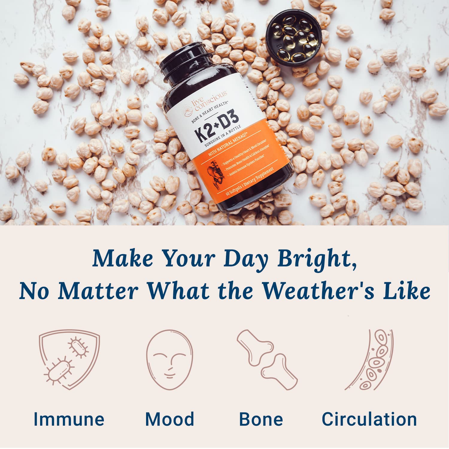 Live Conscious Vitamin D3 & K2 Combination side view