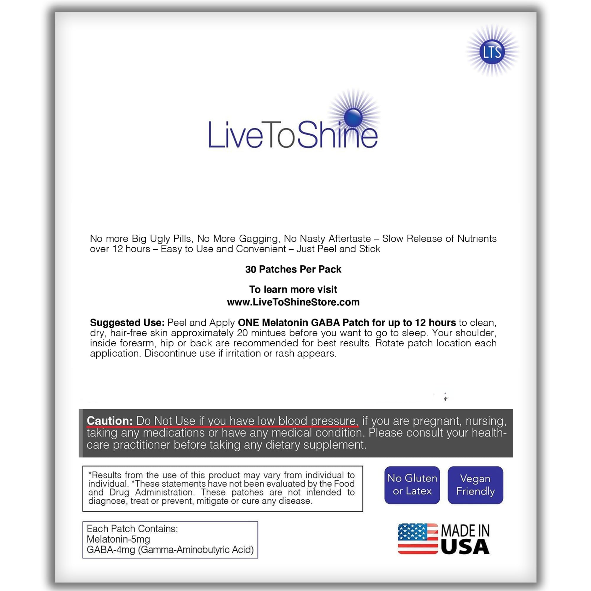 Live To Shine Sleep Patches showing multiple patches in use