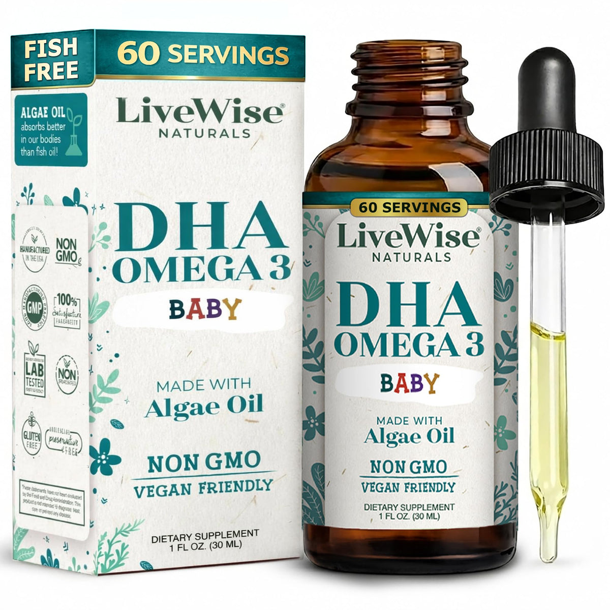 Live Wise Naturals DHA Omega-3 Liquid for Infants 86g front view