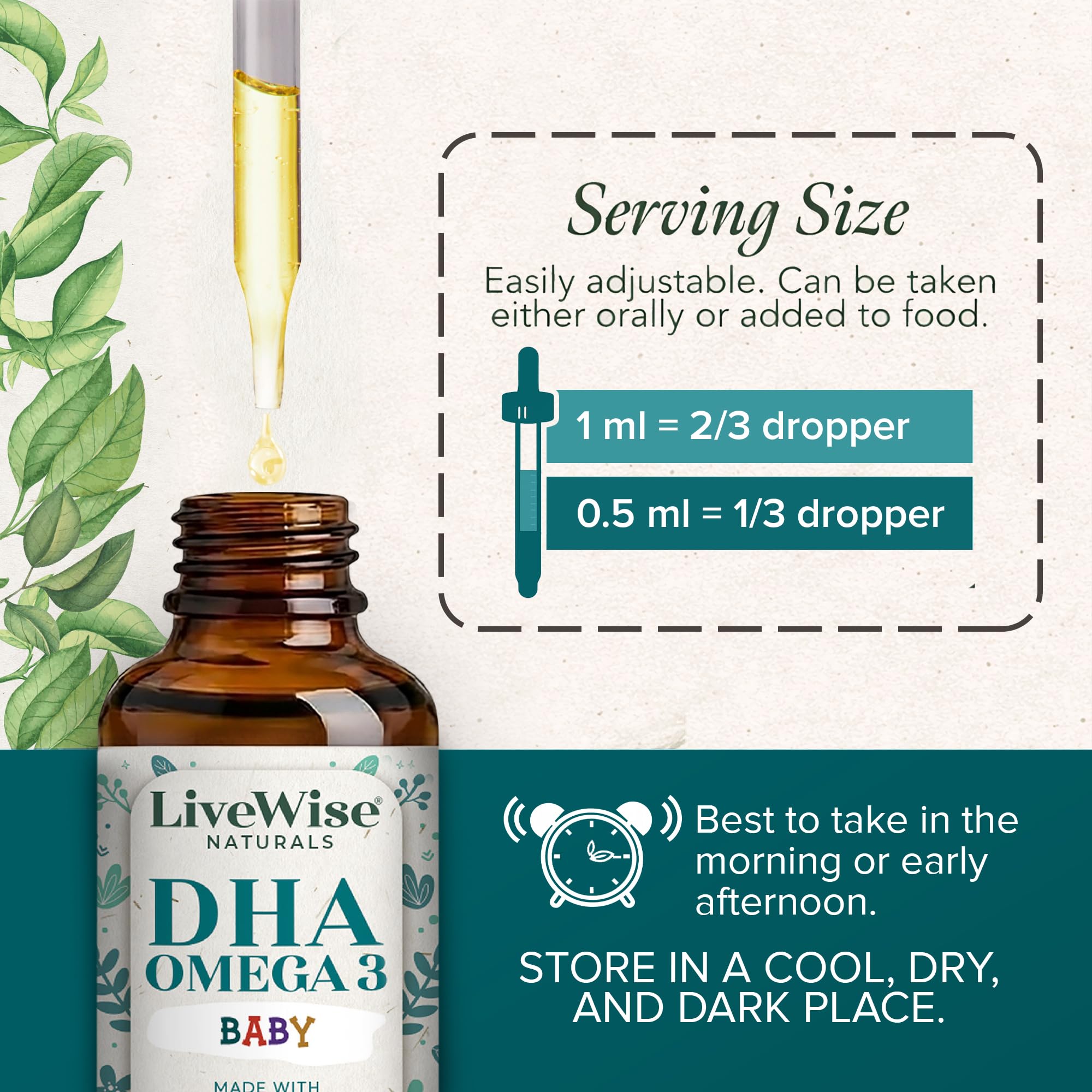 Live Wise Naturals DHA Omega-3 Liquid with organic orange oil