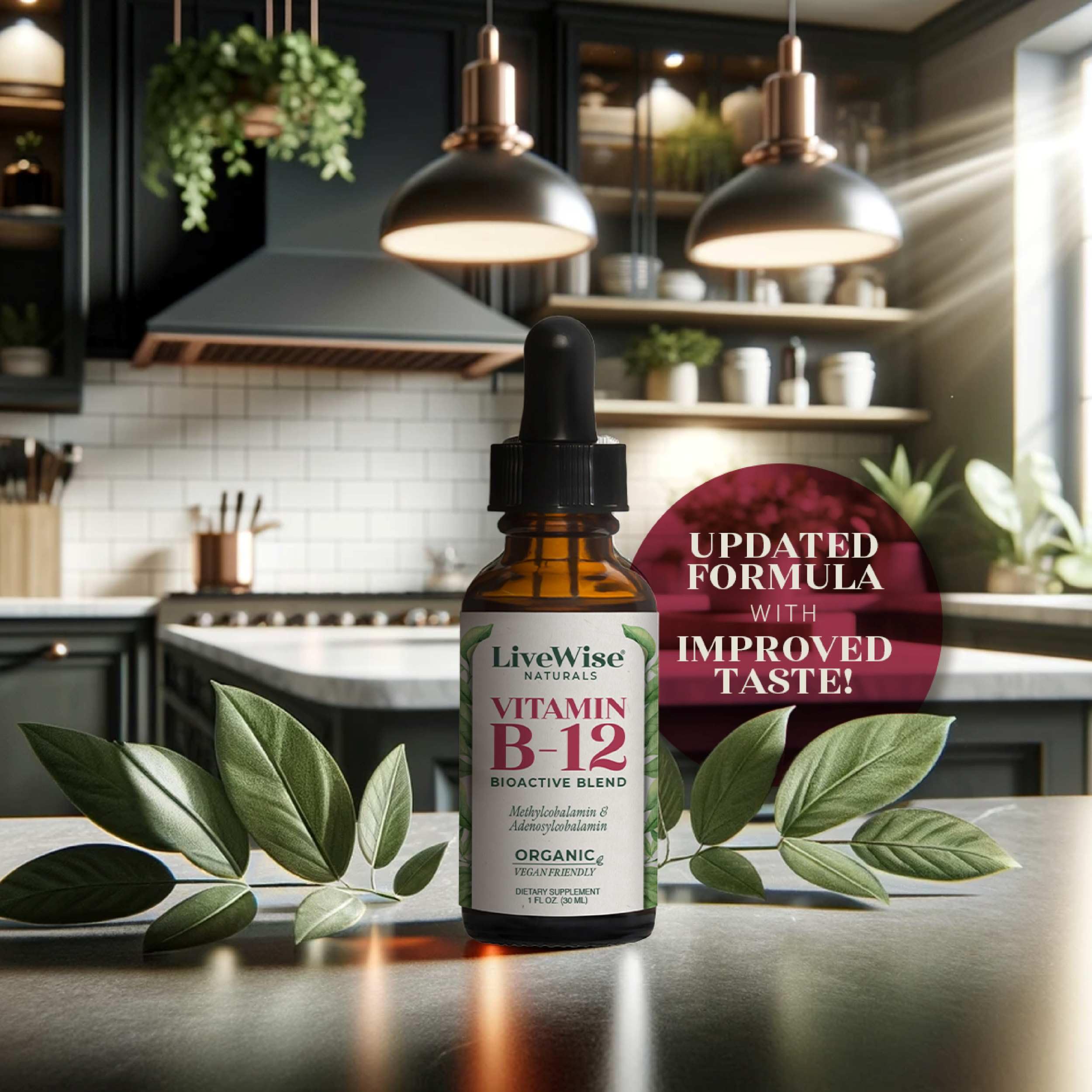 Live Wise Naturals Vitamin B12 Liquid Drops with natural ingredients