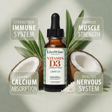 Live Wise Naturals Vitamin D3 Drops 1000 IU bottle with measuring dropper