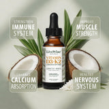 Live Wise Naturals Vitamin D3 K2 Drops 5000 IU bottle with measuring dropper