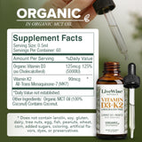 Live Wise Naturals Vitamin D3 K2 Drops 5000 IU dropper with liquid