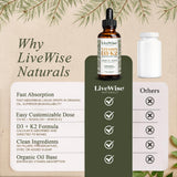 Live Wise Naturals Vitamin D3 K2 Drops 5000 IU packaging