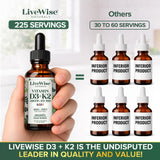 Live Wise Naturals Vitamin D3 K2 Drops bottle with dropper