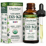 Live Wise Naturals Vitamin D3 K2 Drops for Infants 400 IU front view
