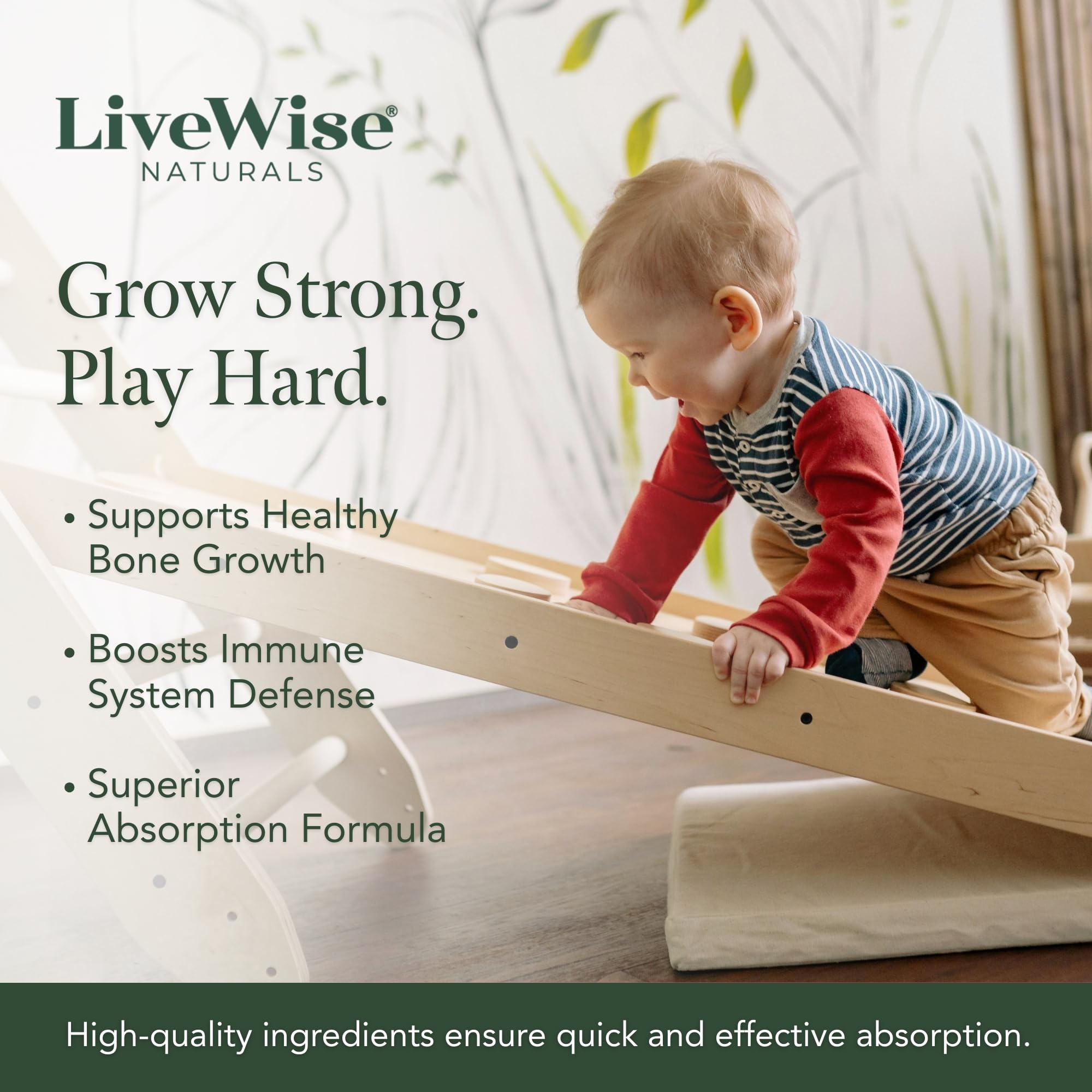 Live Wise Naturals Vitamin D3 K2 Drops with baby food
