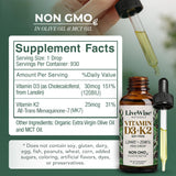 Live Wise Naturals Vitamin D3 K2 Liquid Drops packaging side view