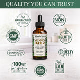 Live Wise Naturals Vitamin D3 K2 Liquid Drops with fresh ingredients