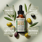 Live Wise Naturals Vitamin D3 K2 Liquid Drops with measuring dropper