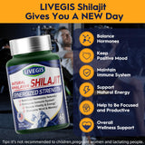 LIVEGIS Himalayan Shilajit capsules lifestyle scene with water