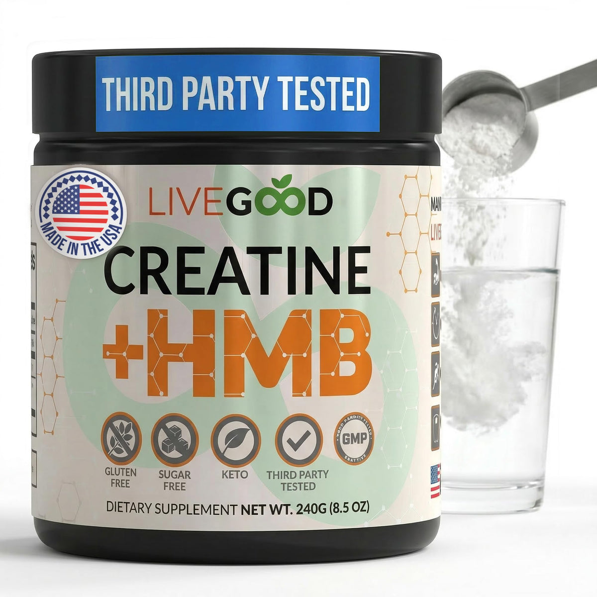 LIVEGOOD Creatine Monohydrate HMB Blend front view
