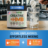 LIVEGOOD Creatine Monohydrate HMB Blend on a gym bench