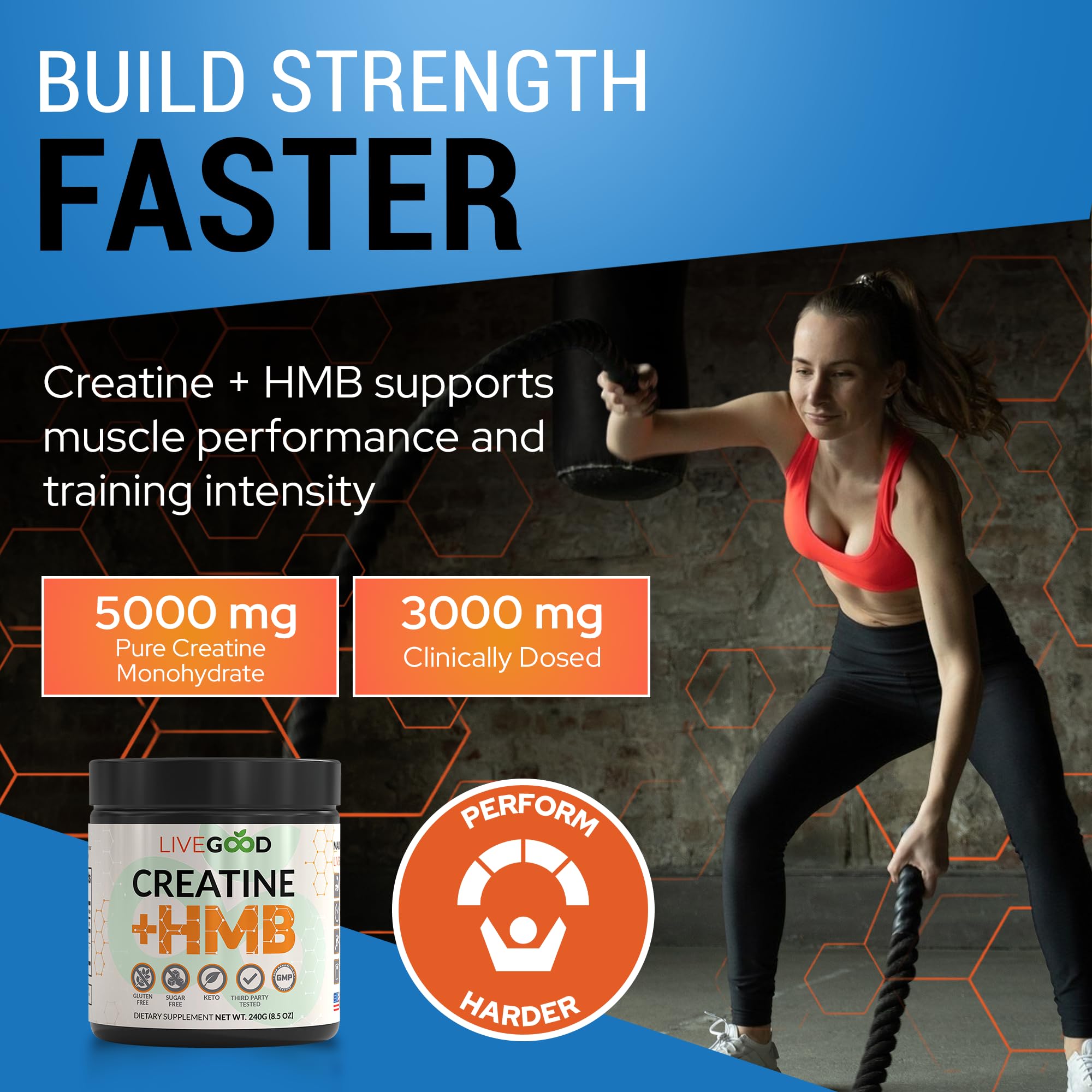 LIVEGOOD Creatine Monohydrate HMB Blend packaging