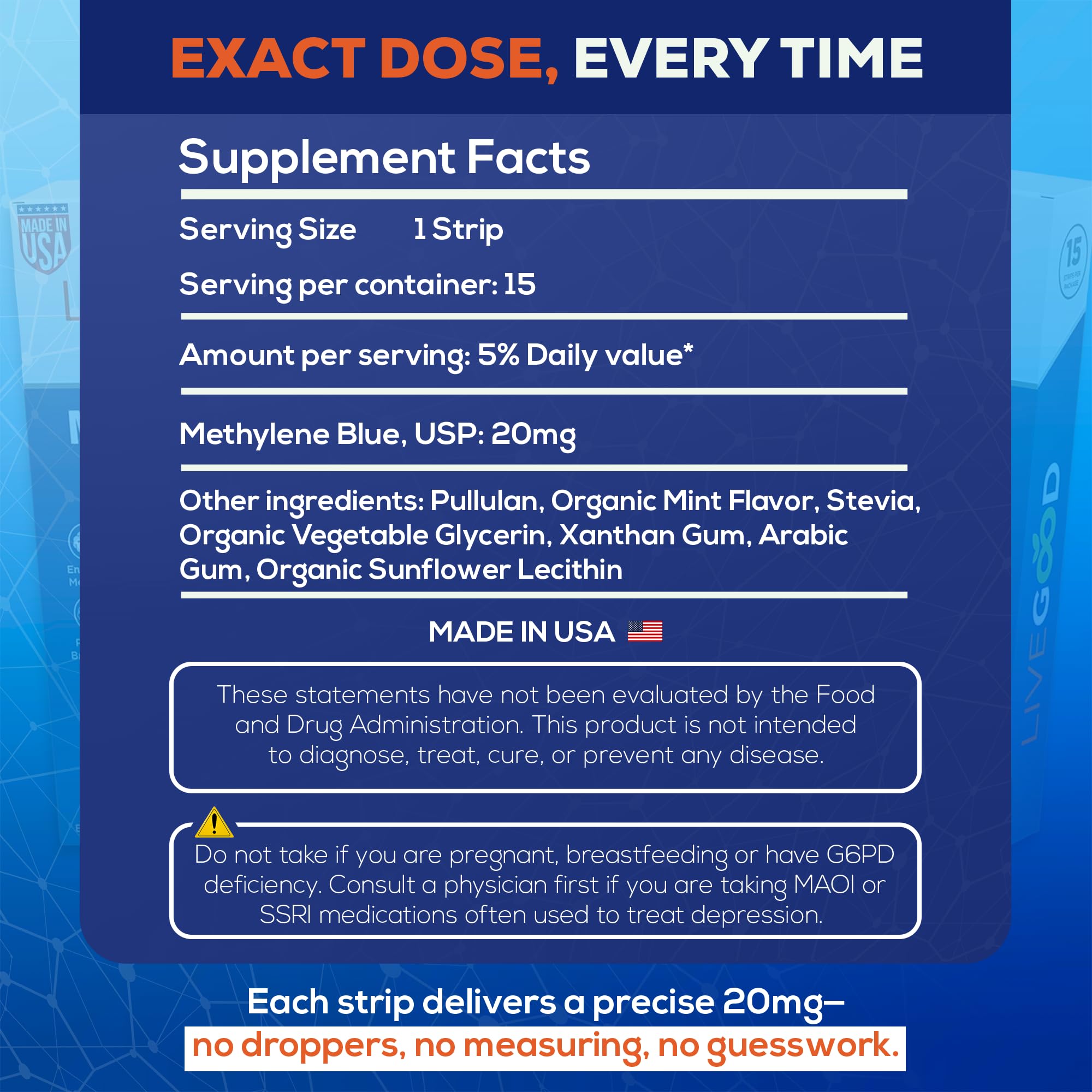 LIVEGOOD Methylene Blue Sublingual Strips opened pack