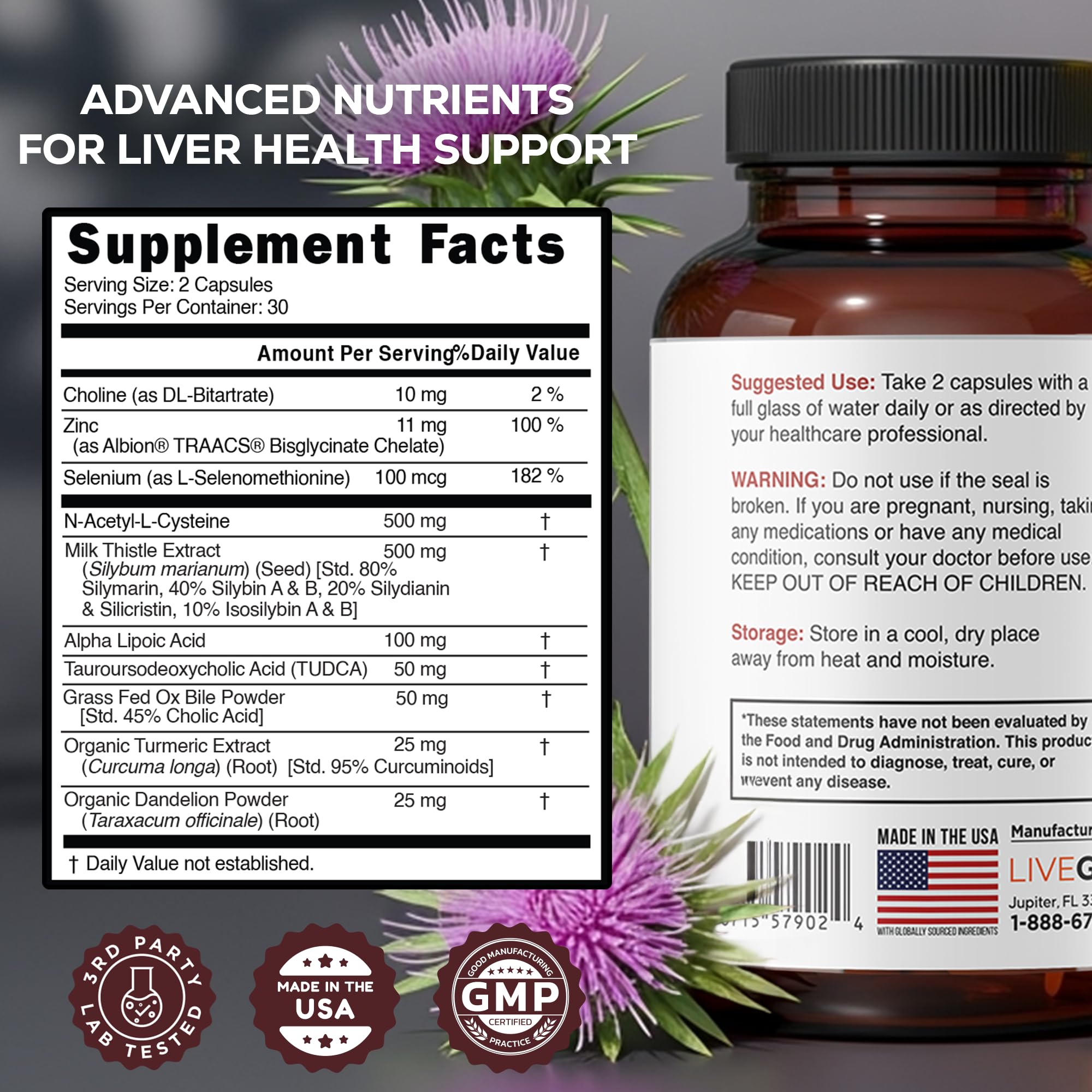 LIVEGOOD Milk Thistle Liver Support Supplement capsules close-up