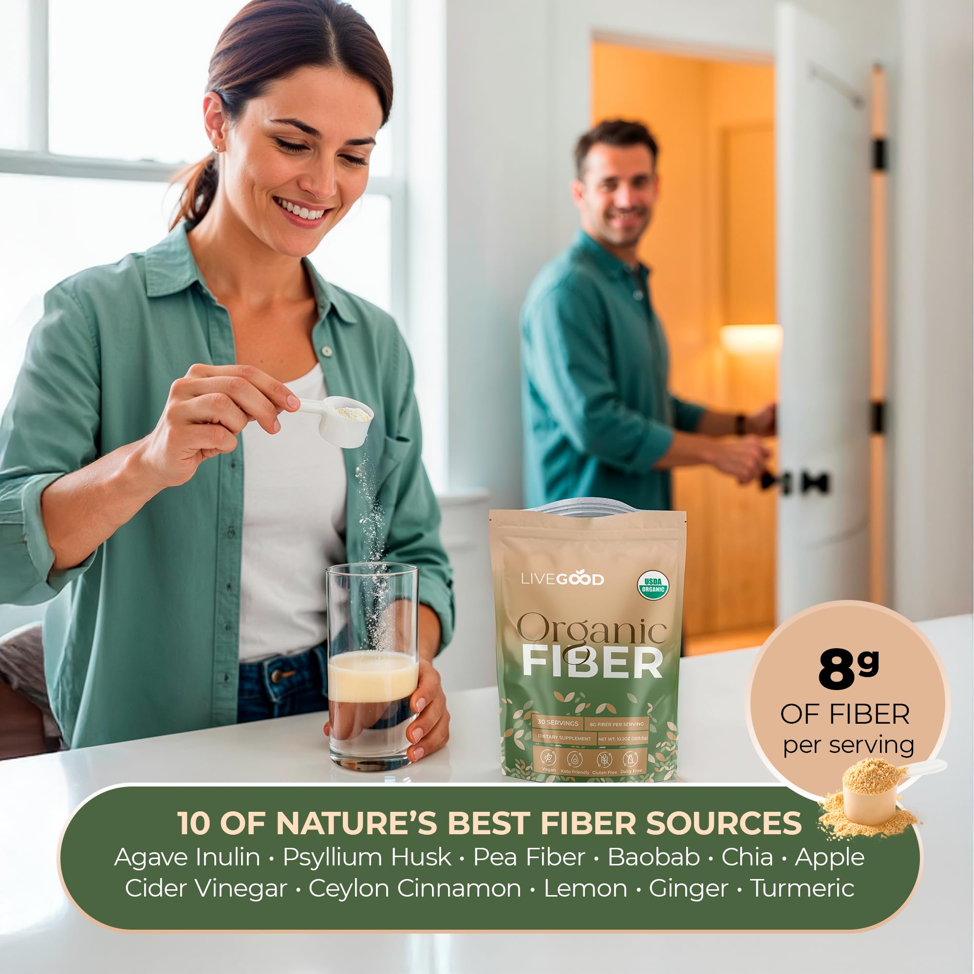 LIVEGOOD Organic Fiber Powder side view packaging