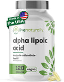 livenaturally Alpha Lipoic Acid 300mg capsules front view