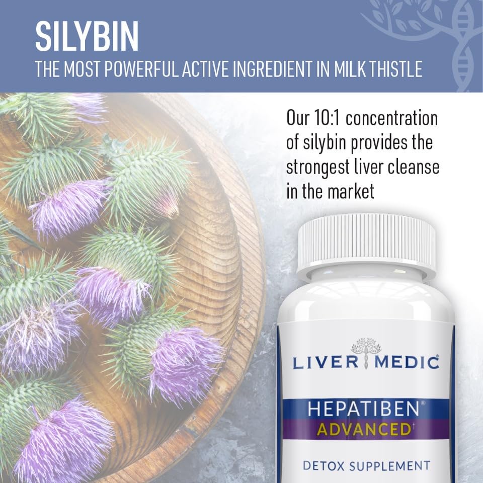 Liver Medic Hepatiben supplement bottle with ingredients list