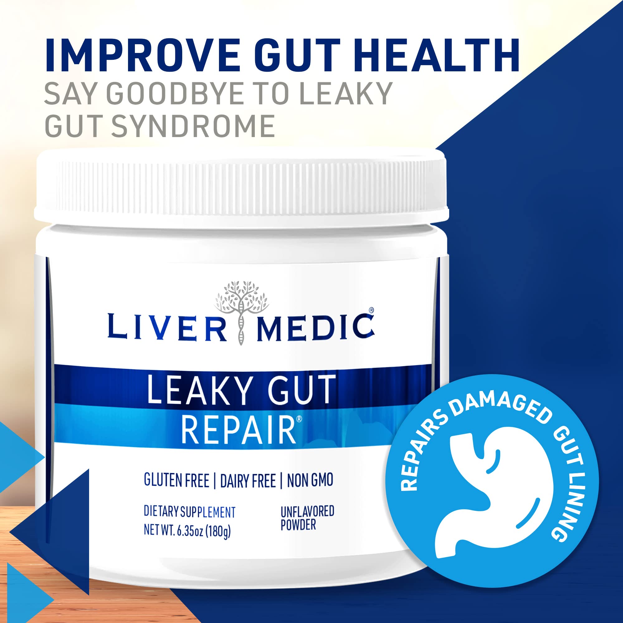 Liver Medic L-Glutamine Powder 179g unflavoured powder close-up